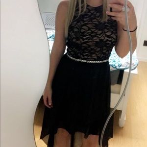 Black high low dress with lace top